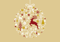 Fond Noel carte 8 boule beige
